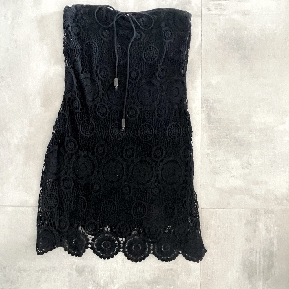 MIJO Black Crochet Strapless Dress